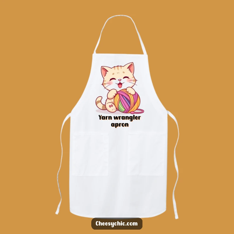 Funny Cat Yarn Ball Apron - Kitchen Fun for Playful Cat Lovers