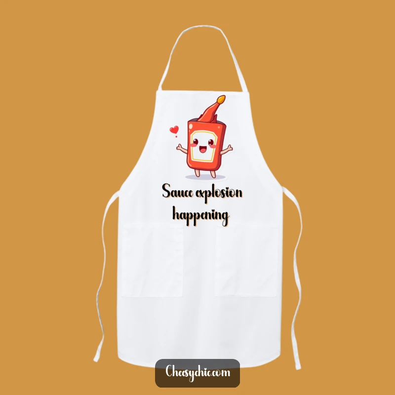 Funny Ketchup Burst Apron: Happy Packet Popping Chef, Perfect Funny Cooking Gift