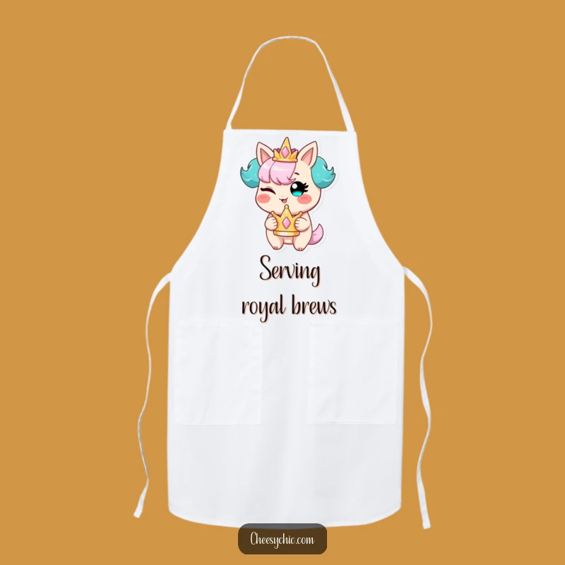 Funny Winking Character Crown Apron: Cook Up Mischief in the Kitchen