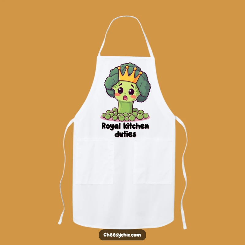 Funny Broccoli King Apron - Royal Veggie Kitchen Wear, Perfect Funny Gift for Cooks