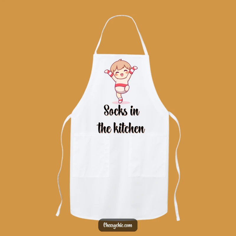 Funny Mismatched Socks Cartwheel Apron: Kitchen Character Fun, Chef Gift