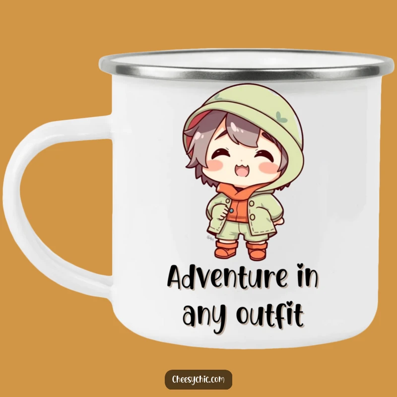 Funny Mismatched Outfit Character Camping Mug: Enjoy Adventure with Quirky Delight