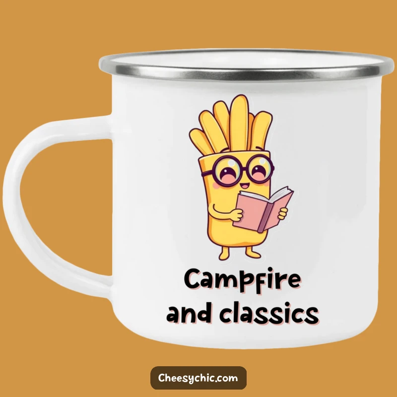 Funny French Fry Monocle Camping Mug: Enjoy Your Brews with This Intellectual Spud