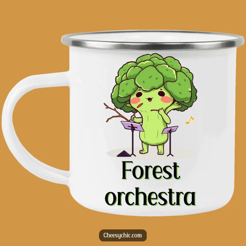 Funny Broccoli Conductor Camping Mug: Enjoy Your Brews with This Hilarious Veggie Maestro