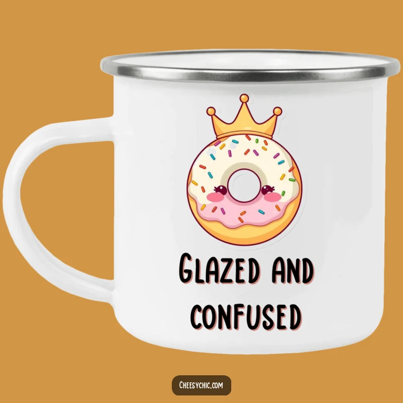 Funny Donut Crown Camping Mug: Sweet Adventures Await