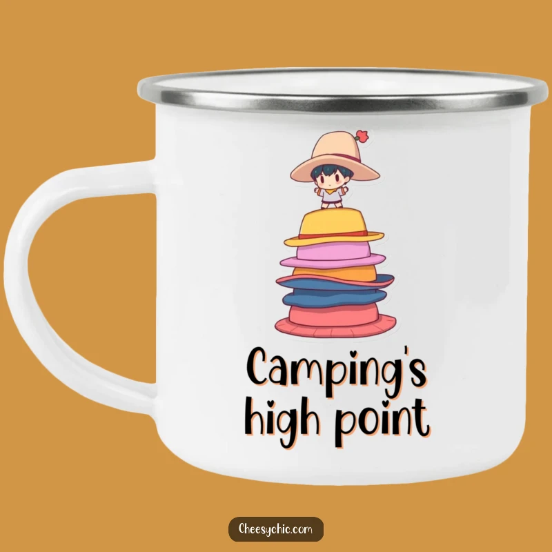 Funny Enamel Mug: Hat Stack Balancer, Outdoor Fun - Great Funny Gift