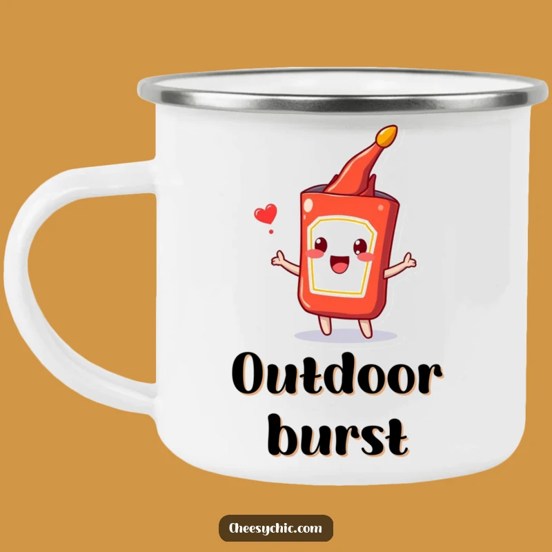 Funny Ketchup Burst Camping Mug: Durable Happy Packet, Perfect Funny Outdoor Gift