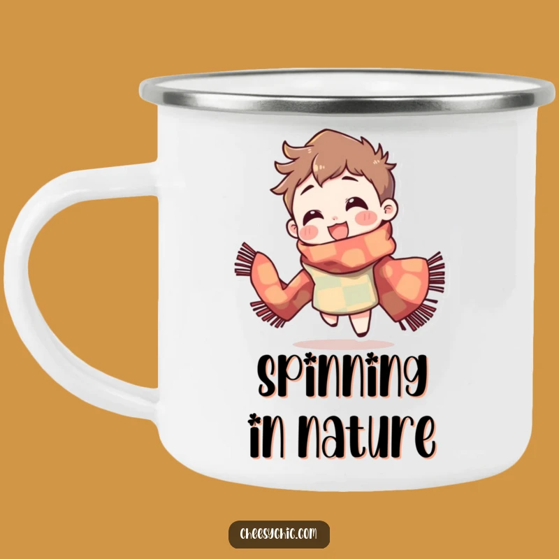 Funny Spinning Scarf Camping Mug: Outdoor Joy Fun, Gift