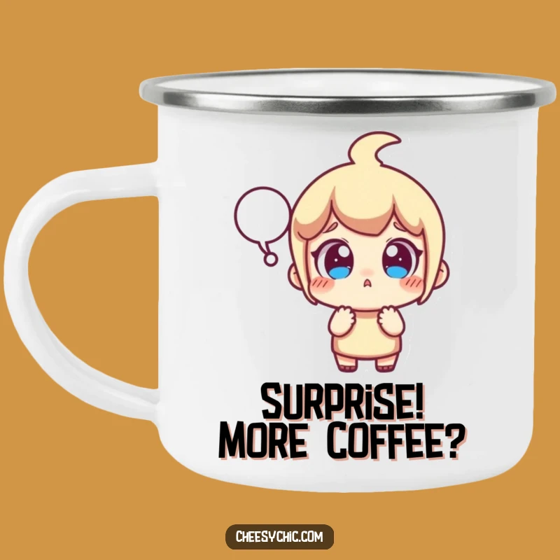 Funny Surprised Character Camping Mug - Your Hilarious Companion for Outdoor Adventures!