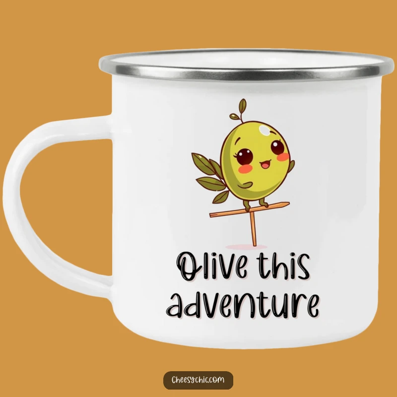 Funny Olive Balance Camping Mug: Adventure with Wit