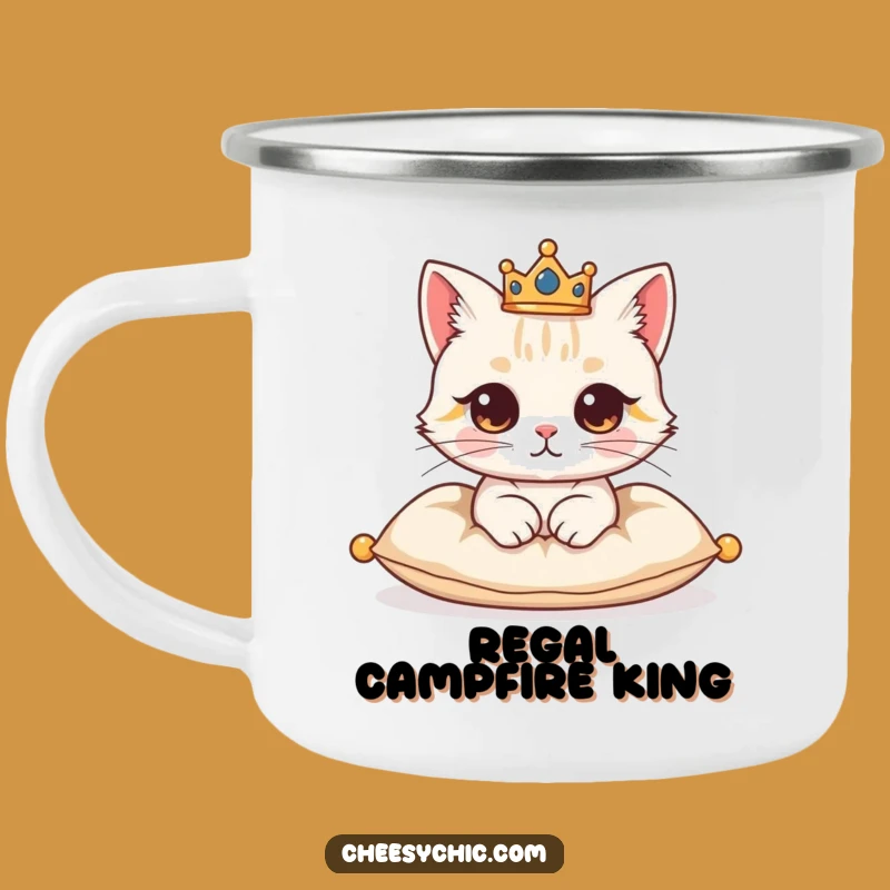 Funny Regal Cat Crown Camping Mug - Majestic Sips for Royal Outdoor Adventures