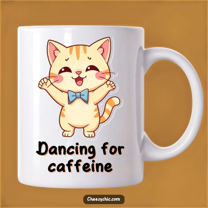 Funny Dancing Cat Bow Tie Mug - Hilarious Cat Lover Gift for Groovy Moments