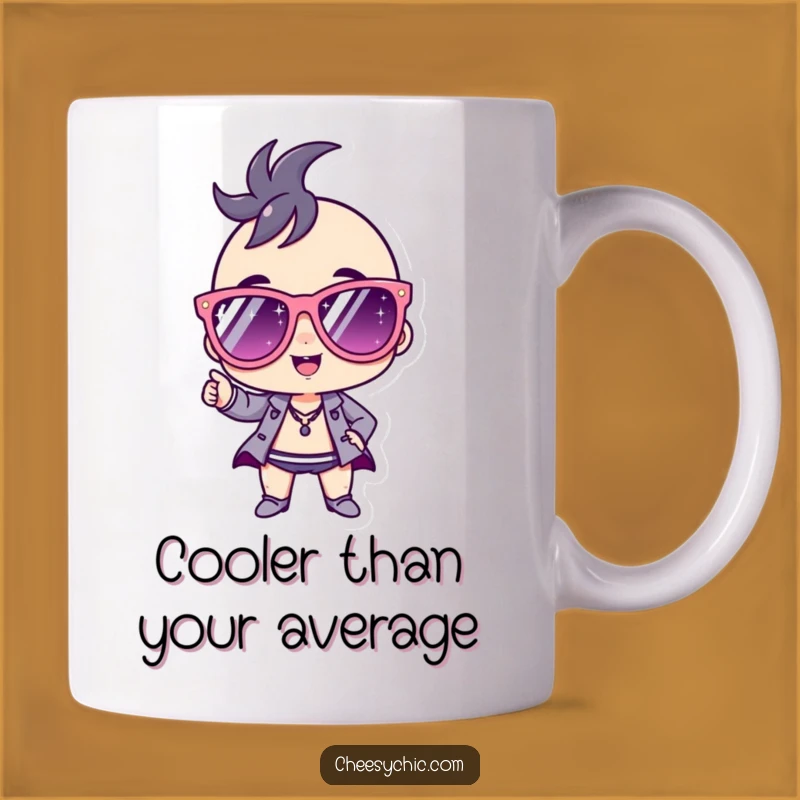 Funny Cool Character Mug: Oversized Sparkly Sunglasses, Confident Pose - Perfect Funny Gift