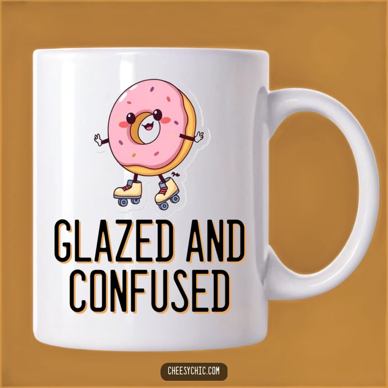 Funny Donut Roller Skates Mug - Wobbly Charm Cartoon Gift