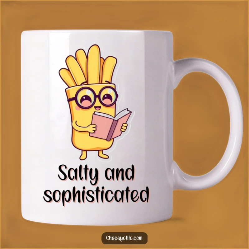Funny French Fry Monocle Mug: A Hilarious Gift Featuring an Intellectual Potato Stick