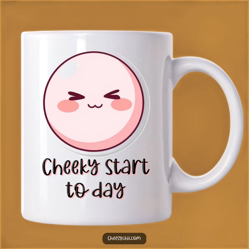 Funny Mischievous Pink Character Mug - Cheeky Winking Gift for Playful People