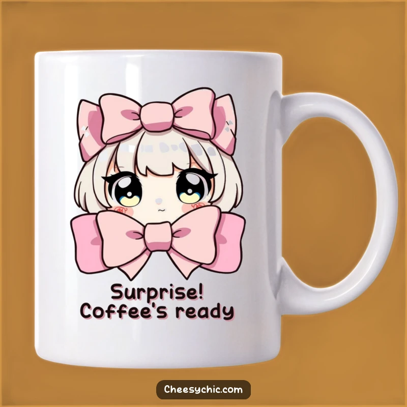 Funny Peeking Bow Surprise Mug - Adorable, Hilarious Gift for Curious Souls