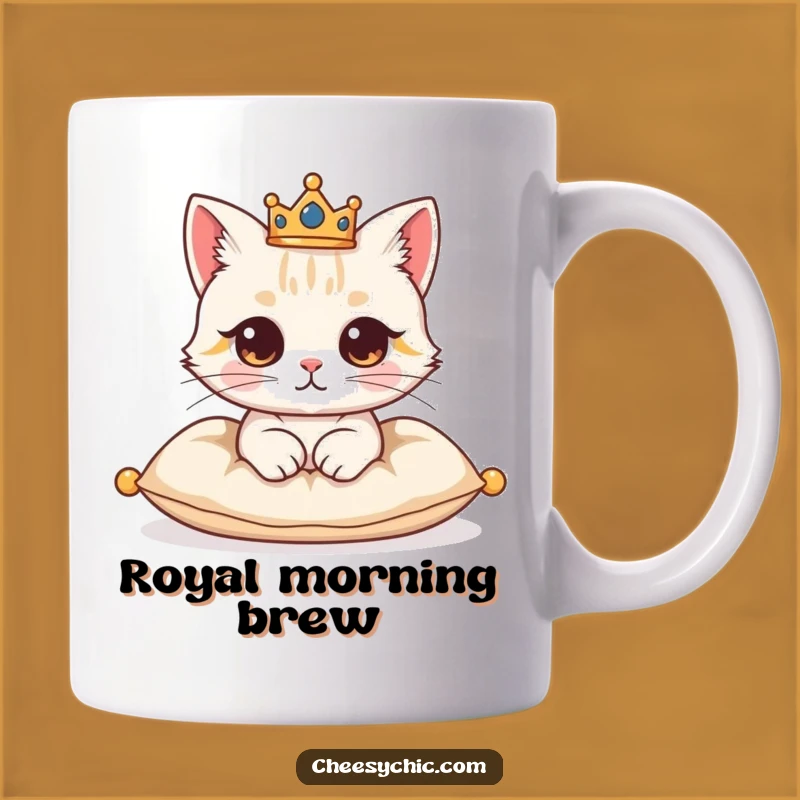 Funny Regal Cat Crown Mug - Hilarious Royal Cat Lover Gift for Majestic Mornings