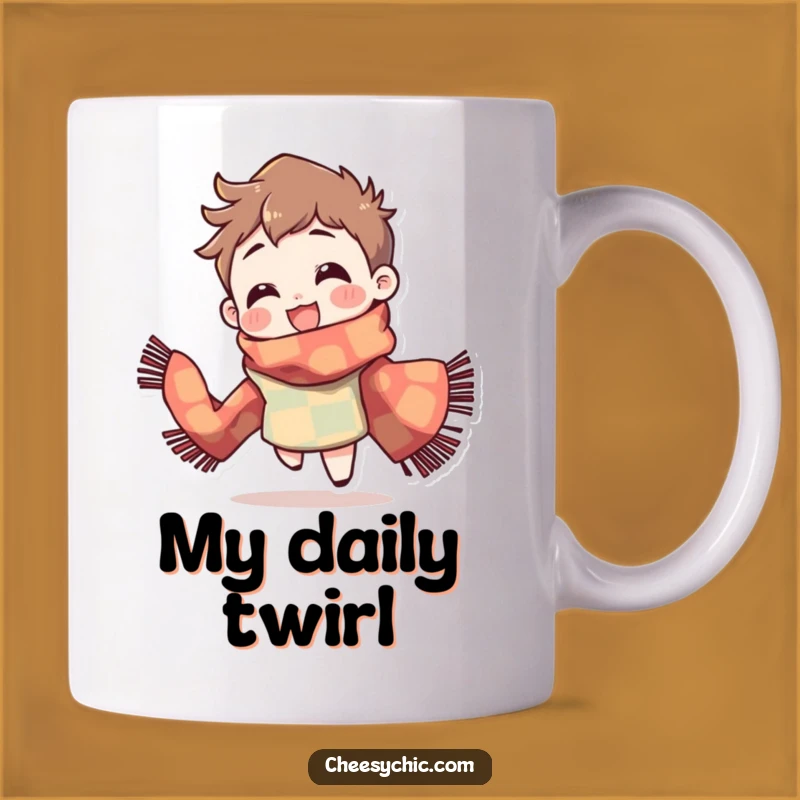 Funny Spinning Scarf Mug: Delightful Character Gift for Joyful People