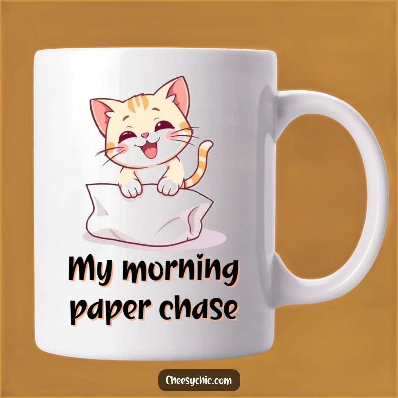 Funny Cat Pouncing Paper Mug - Hilarious Cat Lover Gift for Joyful Moments
