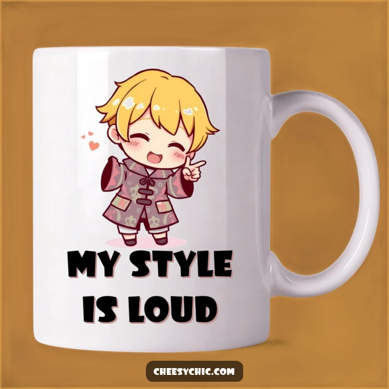 Funny Fashion Critic Mug: Outfit Pointer Character - Perfect Funny Gift