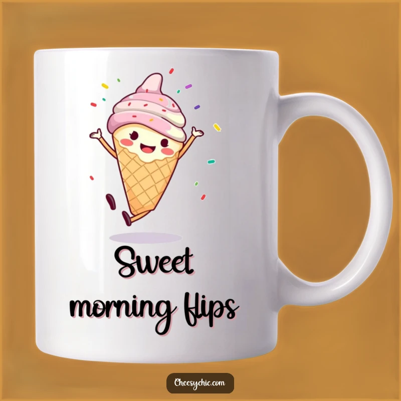 Funny Ice Cream Cartwheel Mug - Joyful Sprinkles Cartoon Gift