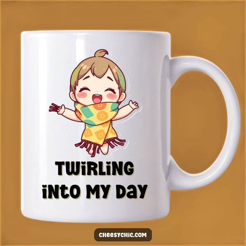 Funny Patterned Scarf Spinner Mug - Joyful, Hilarious Gift for Enthusiastic People