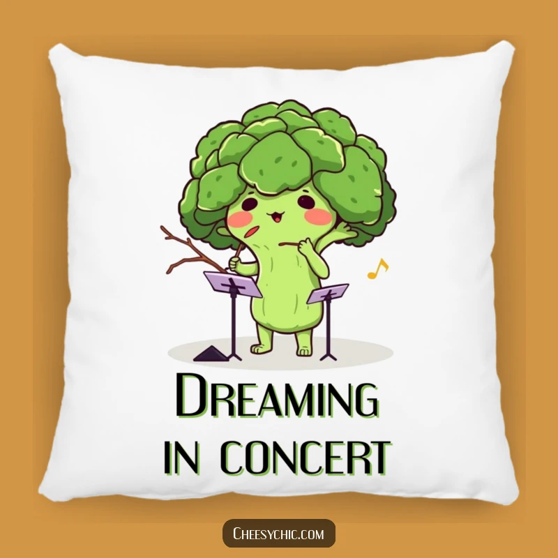 Funny Broccoli Conductor Pillow: Cuddle Up with Musical Veggie Charm and This Adorable Pillow