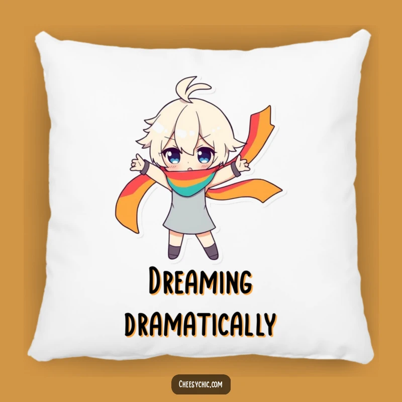 Funny Dramatic Character Pillow - Cozy Rainbow Scarf Comfort