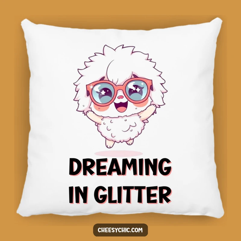 Funny Fluffy Character Pillow: Sparkly Glasses Hop, Cozy Humorous Accent