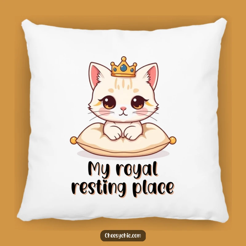 Funny Regal Cat Crown Pillow - Comfy & Cute Royal Cat Accent Decor