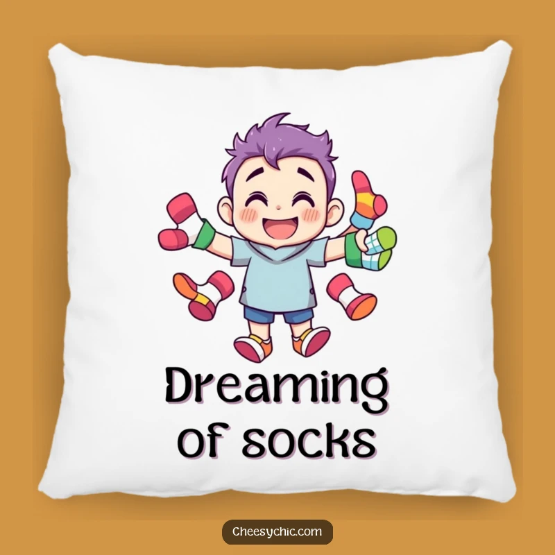 Funny Sock Juggling Character Pillow - Cozy Grin for Laundry Lovers