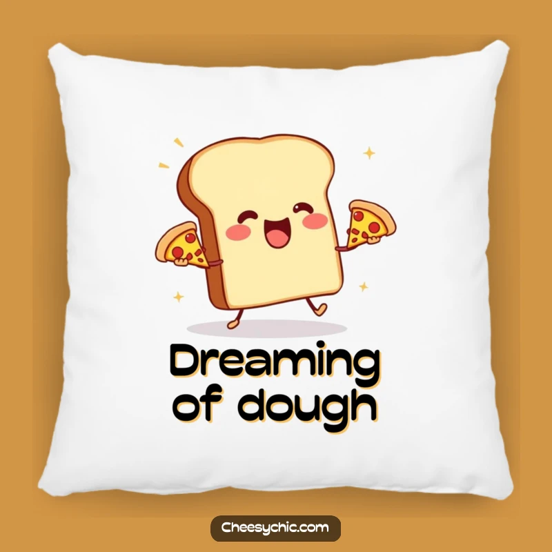 Funny Toast Juggling Pizzas Pillow - Comfy Cartoon Foodie Cushion