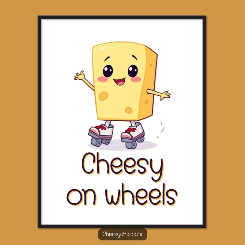 Funny Cheese Skater Digital Art: A Slice of Humor for Your Space