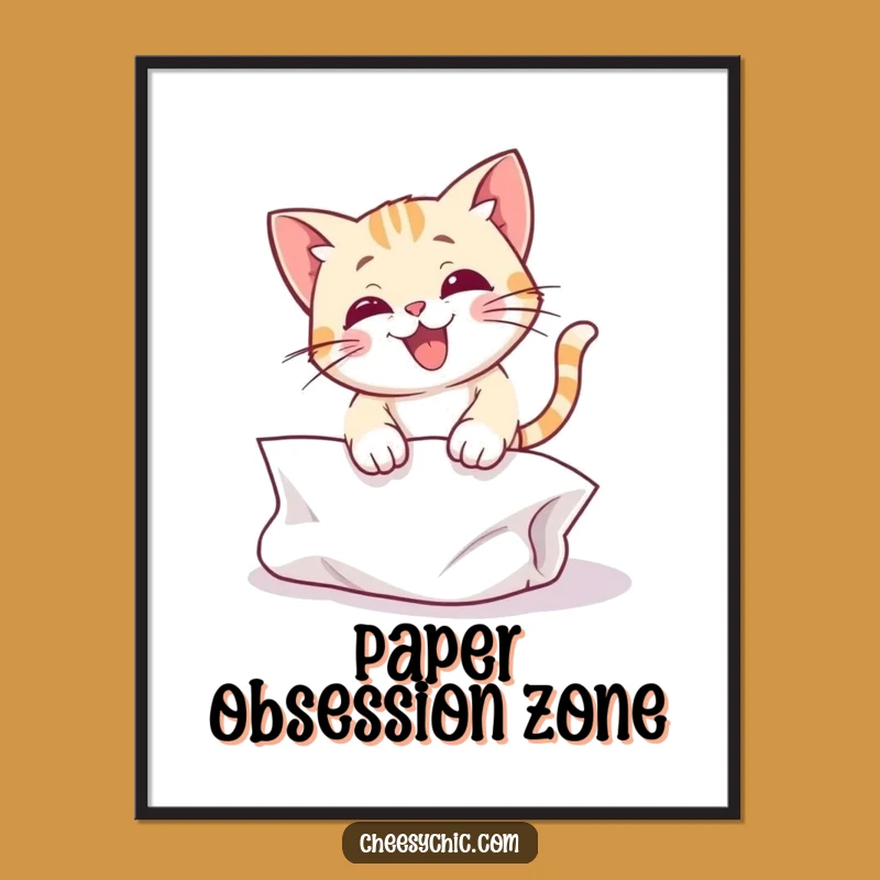 Funny Cat Pouncing Paper Digital Art - Instant Joyful Cat Decor for Your Walls