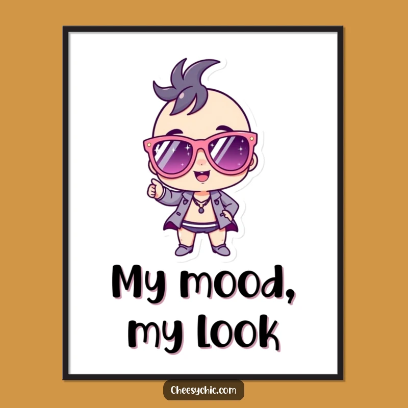 Funny Digital Art: Confident Sunglasses Character, Sparkly Style - Instant Funny Gift