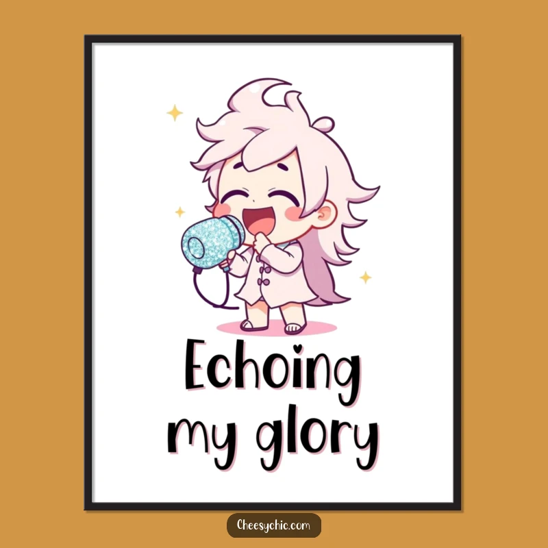 Funny Glitter Microphone Digital Art - Hilarious Print for Music Lovers' Decor