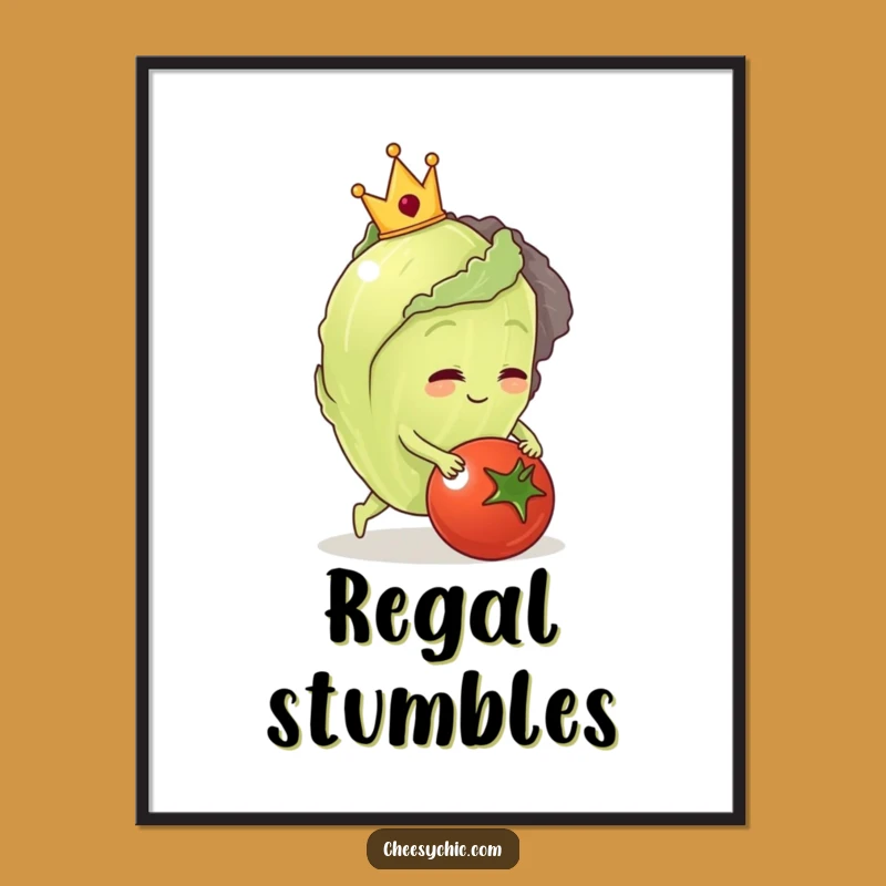 Funny Lettuce King Tripping Digital Art: Regal Comedy for Your Walls