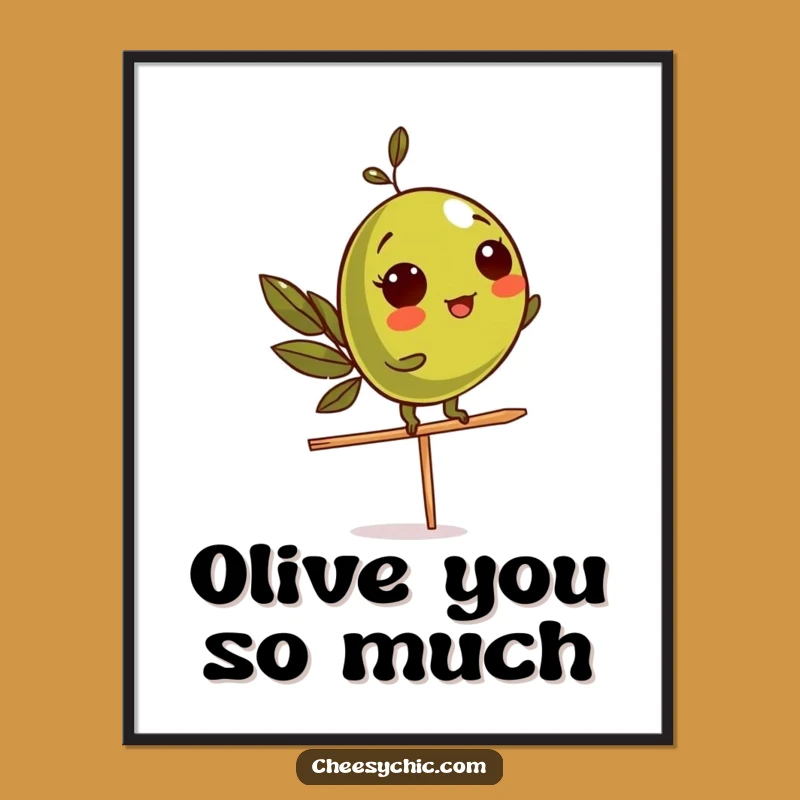 Funny Olive Balance Digital Art: Instant Wit for Your Walls