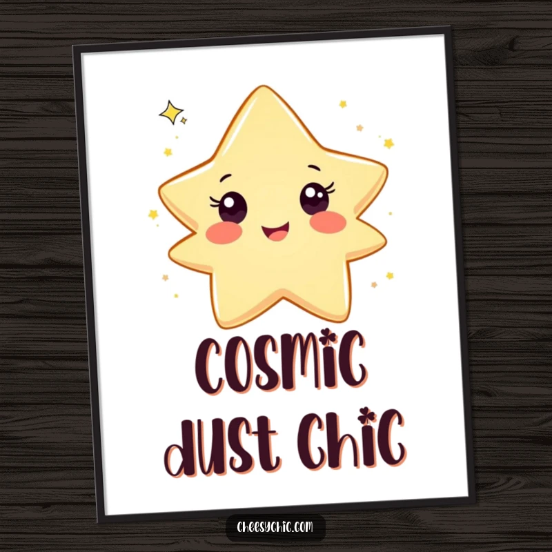 Funny digital art print of a beaming star character exuberantly throwing a swirl of glitter, capturing pure, unadulterated playful joy.