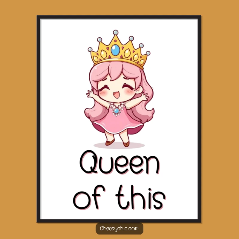 Funny Tiara Dancer Digital Art Print: Sequined Sparkle, Joyful Decor