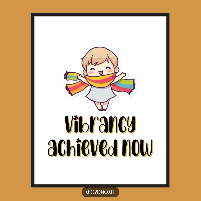 Funny Digital Art: Dancing Rainbow Scarf Character, Joyful Vibes - Instant Funny Gift