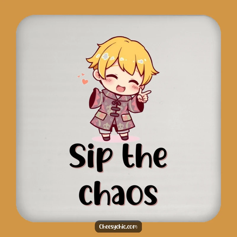 Funny Coaster Set: Outfit Pointer Character, Bold Vibes - Ideal Funny Gift