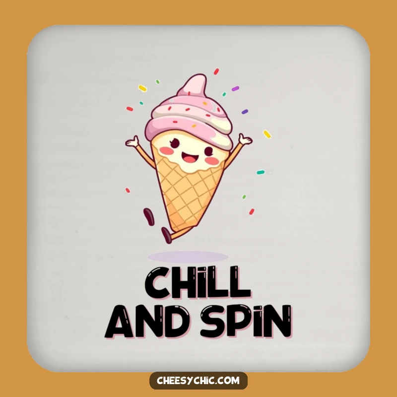 Funny Ice Cream Cartwheel Coaster - Protect Surfaces with Sprinkles Humor