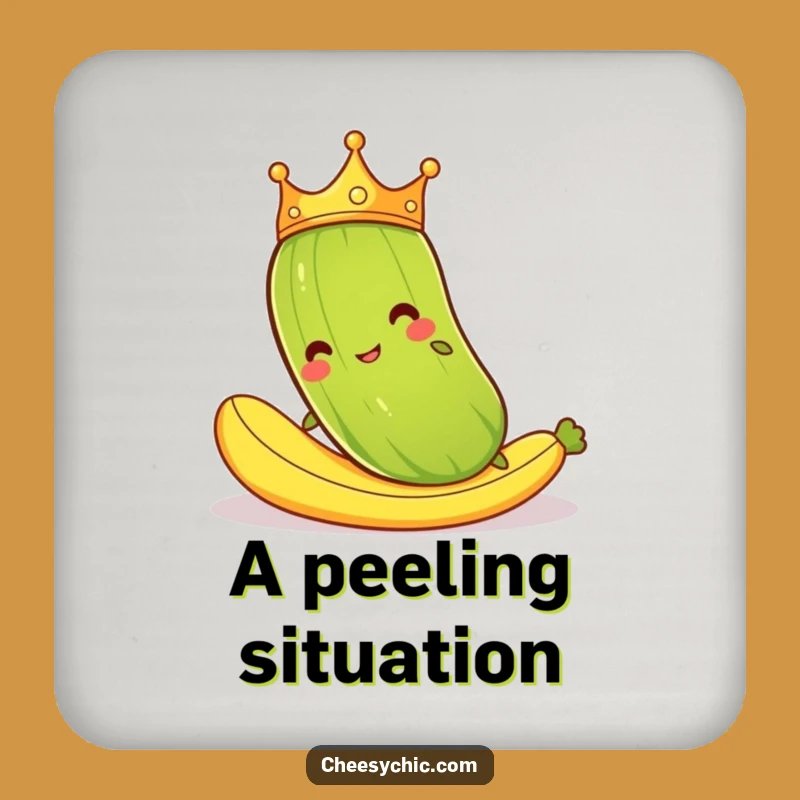 Funny Pickle Crown Slipping Coaster - Protect Surfaces with Cartoon Humor