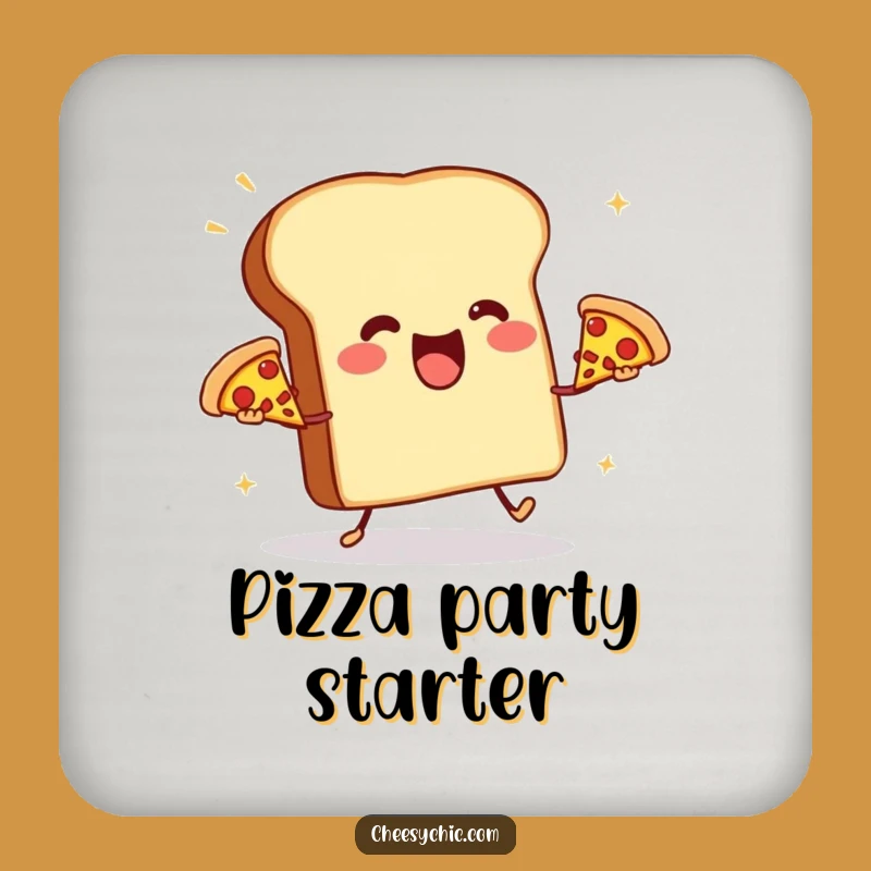 Funny Toast Juggling Pizzas Coaster - Protect Surfaces with Foodie Humor