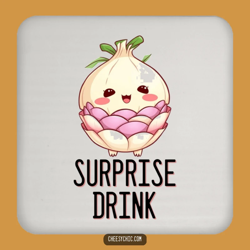 Funny Onion Surprise Coaster Set: Protect Surfaces, Unique Funny Gift