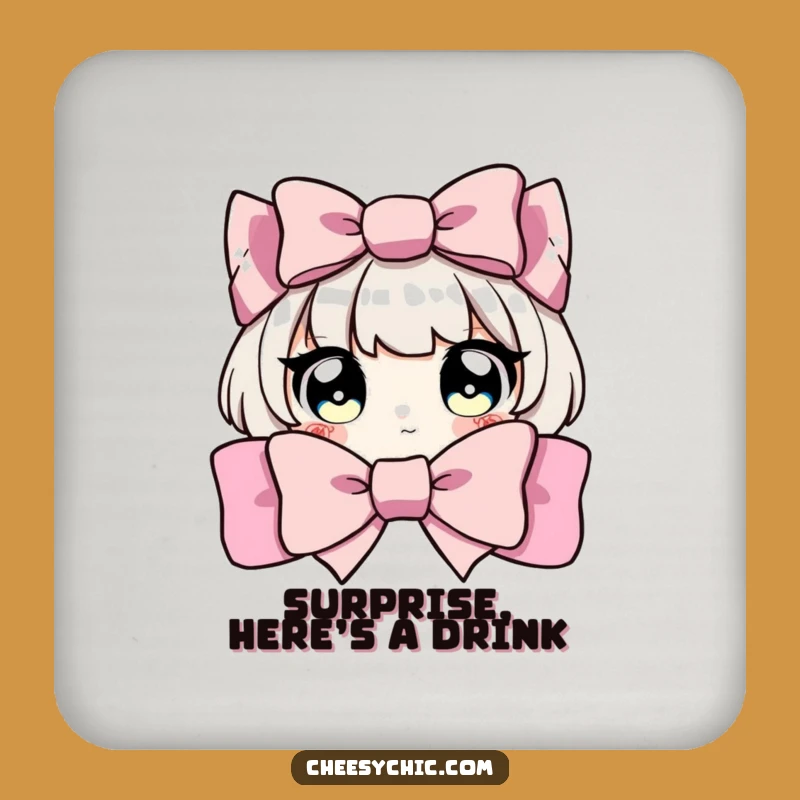 Funny Peeking Bow Coaster - Hilarious Table Protection with a Smile