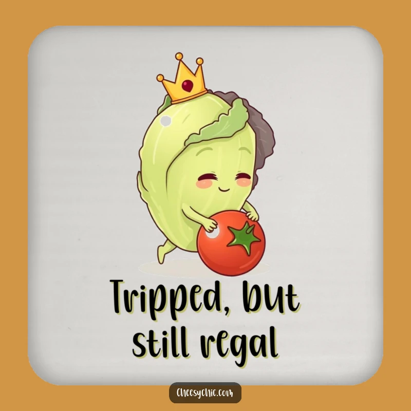 Funny Lettuce King Tripping Coaster: Protect Surfaces From Royal Spills