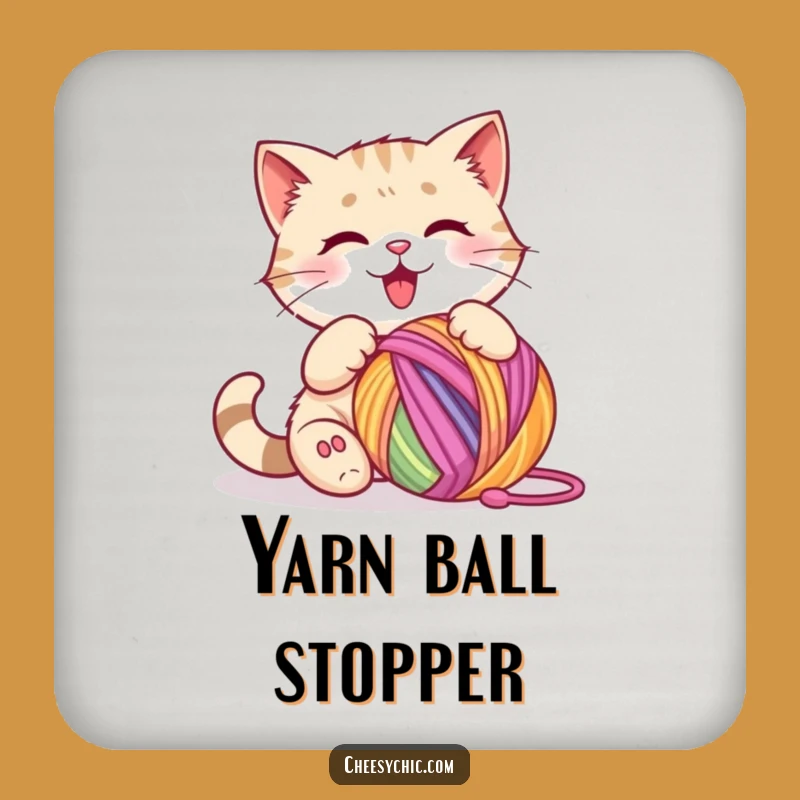 Funny Cat Yarn Ball Coaster - Protect Surfaces with Feline Flair & Fun